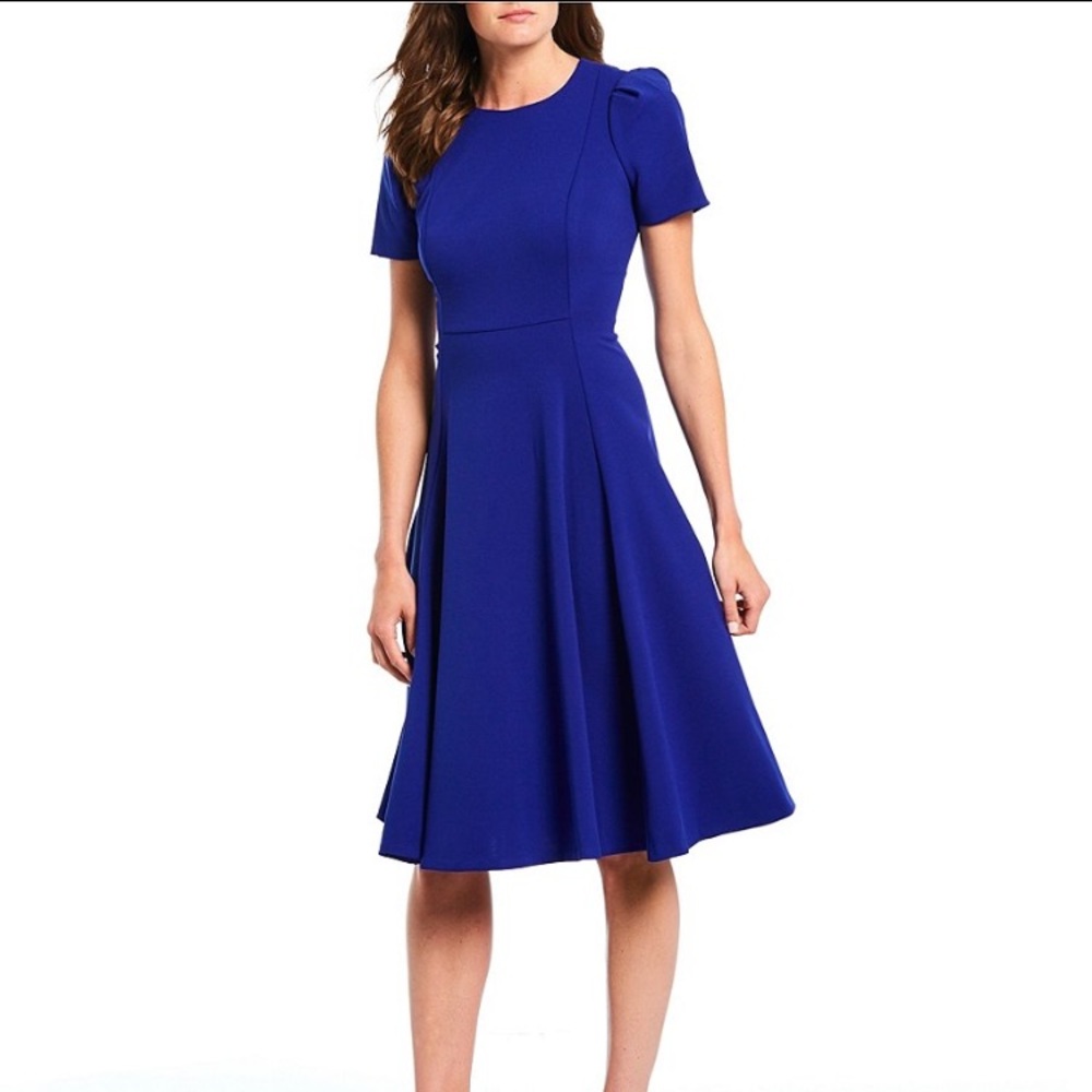 Calvin Klein Short Sleeve Fit & Flare Dress